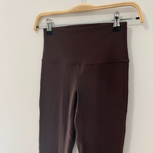 Lululemon Chocolate Brown Ribbed Flare Leggings Size 4 - Picture 4 of 6